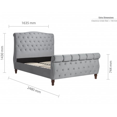 Colorado Fabric Upholstered kingsize Bed Dimensions