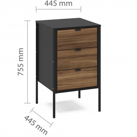 Opus Three Drawer Storage Unit - Dimensions