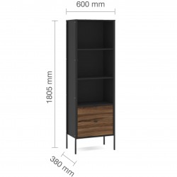 Opus Two Drawer Bookcase - dinmensions