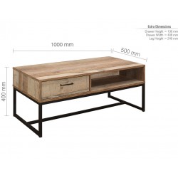 Camden Urban One Drawer Coffee Table - Dimensions