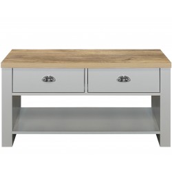 Hawford Two Drawer Coffee Table - Grey/Oak Front View