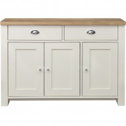 Hawford Three Door Two Drawer Sideboard - Cream/Oak Front View