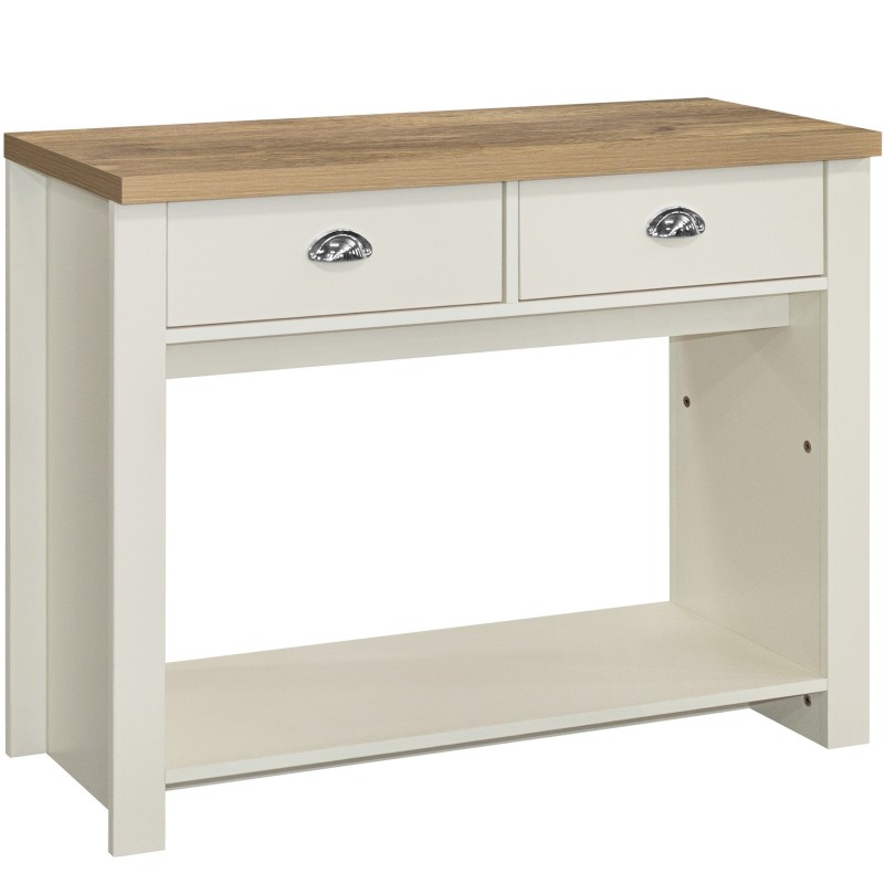 Hawford Two Drawer Console Table - Cream/Oak