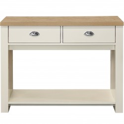 Hawford Two Drawer Console Table - Cream/Oak Front View