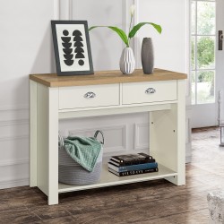 Hawford Two Drawer Console Table - Cream/Oak Mood Shot