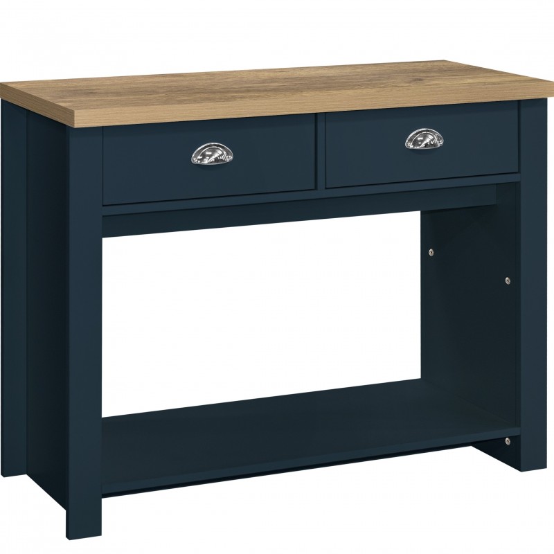 Hawford Two Drawer Console Table - Blue/Oak