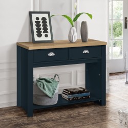 Hawford Two Drawer Console Table - Blue/Oak Mood Shot