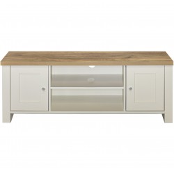 Hawford Large TV Unit - Cream/Oak Front View