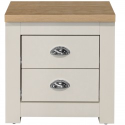 Hawford Two Drawer Bedside Cream/Oak Front View
