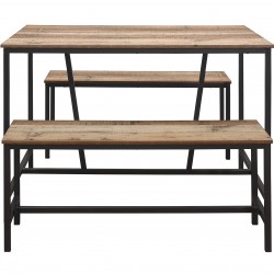 Camden Urban Dining Table And Bench Set Front View