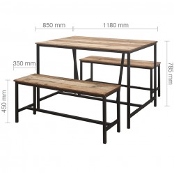 Camden Urban Dining Table And Bench Set - Dimensions