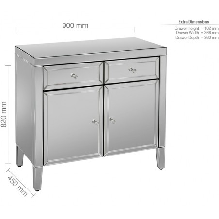 Valencia Two Drawer Two Door Sideboard Dimensions