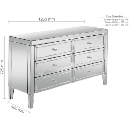 Valencia Six Drawer Chest Dimensions