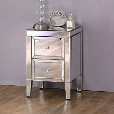 Valencia Two Drawer Bedside Cabinet Mood Shot Front View