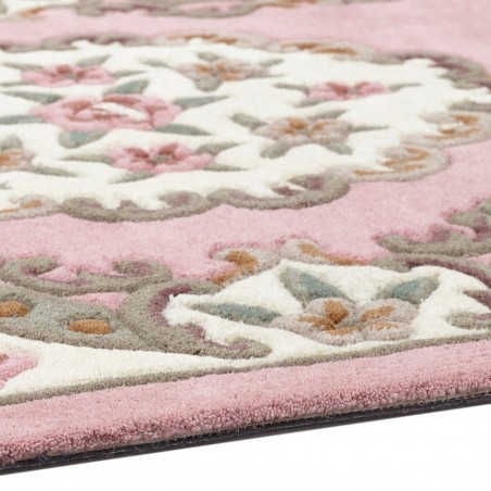 Shensi Traditional Wool Rug - Pink Edge Detail