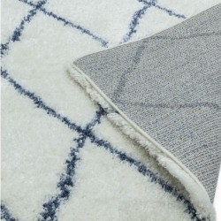 Alto Cream & Blue Boho Design Shaggy Rug Backing Detail