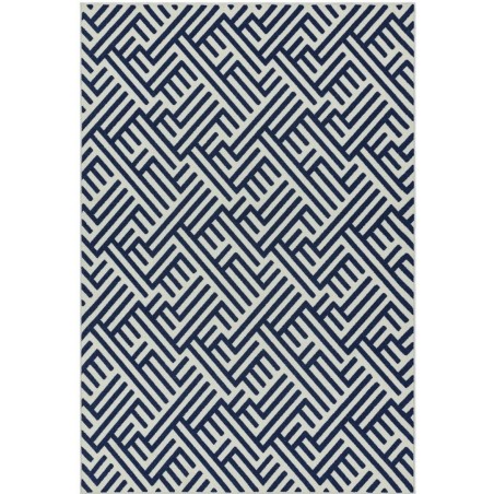 Antibes AN04 Linear Indoor Outdoor Rug - Blue/White