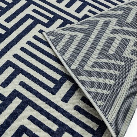 Antibes AN04 Linear Indoor Outdoor Rug -Blue/White  Backing Detail