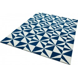 Arlo Mosaic Geometric Rug - Denim Angled View