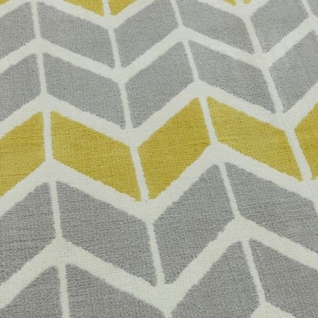 Arlo Chevron Geometric Rug - Lemon/Grey Pattern Detail