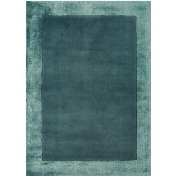 Ascot Bordered Wool Rugs - Aqua Blue