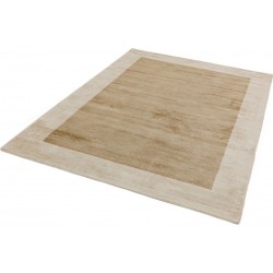 Blade Border  Viscose Rug - Putty/Champagne Angled View