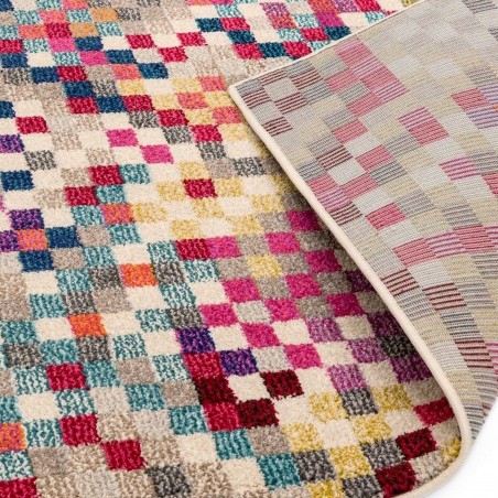 Colores COL12 Modern Chequered Rug Backing Detail