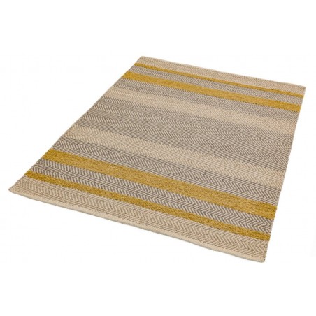 Fields Mustard Striped Rug  Angled View