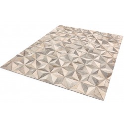 Gaucho Leather Facet Grey Rug Angled View