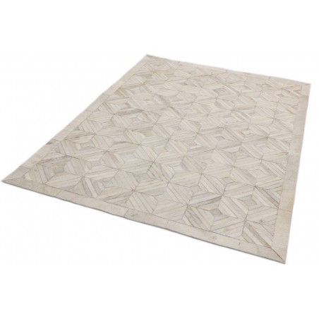 Gaucho Leather Parquet Geometric Rug Angled View