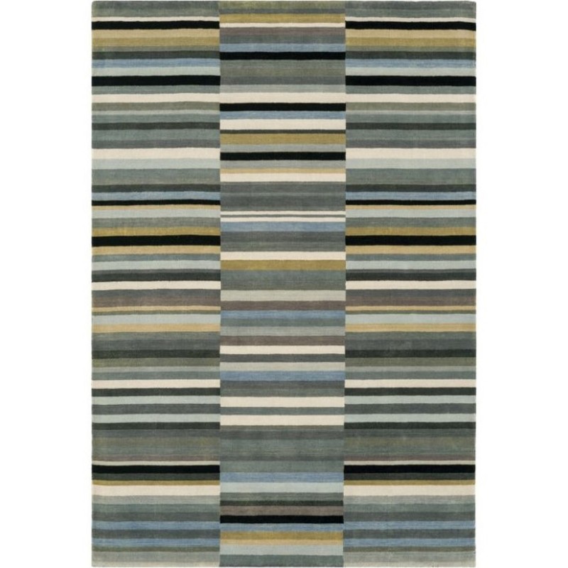 An image of Jacob Striped Wool Rug - 120cm x 180cm - Silver and Black