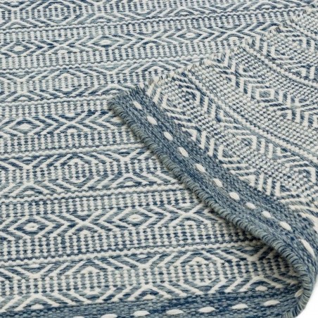 Knox Blue Wool Rug Reverse Side Detail