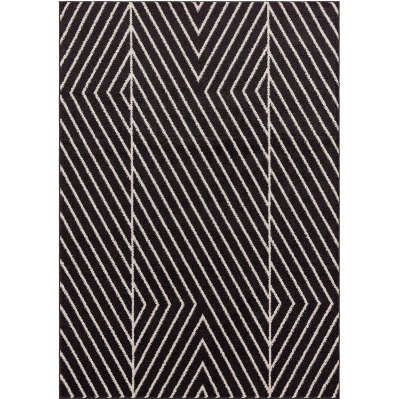 An image of Muse Linear Flatweave Rug - Black - 80cm x 150cm