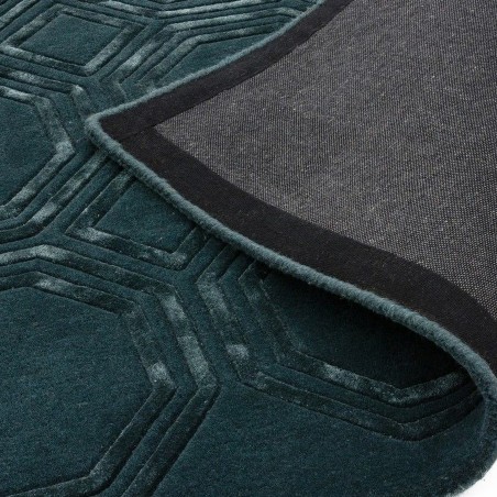 Nexus Octagon Petrol Wool Rug  Backing Detail