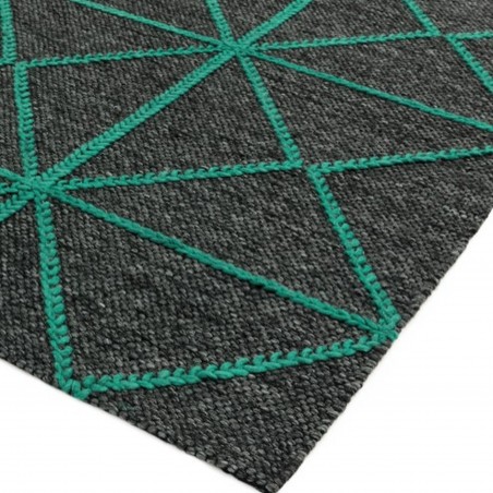 Prism Green Geometric Flatweave Rug Edge Detail