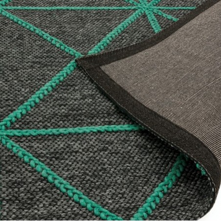Prism Green Geometric Flatweave Rug Backing Detail