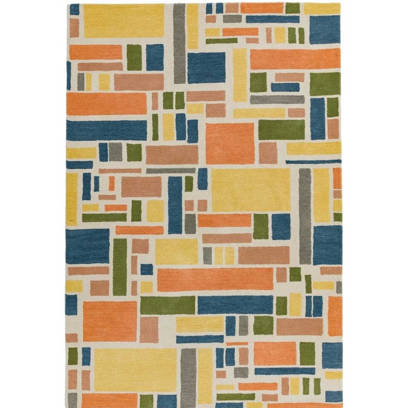 An image of Reef Blocks Multi Wool Rug - Multi coloured - 160cm x 230cm
