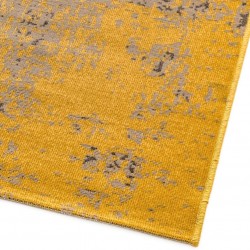 Revive REV 11 Yellow Abstract Distressed Rug Edge Detail
