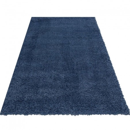 Ritchie Blue Plain Shaggy Rug Angled View