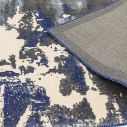 Saturn Blue Wool Print Rug Backing Detail
