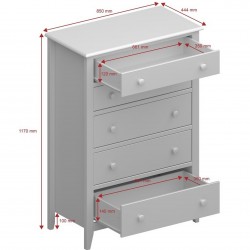 Heston Five Drawer Chest - Dimensions