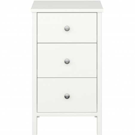 Tromso Three Drawer Bedside Cabinet - Off-White Front View