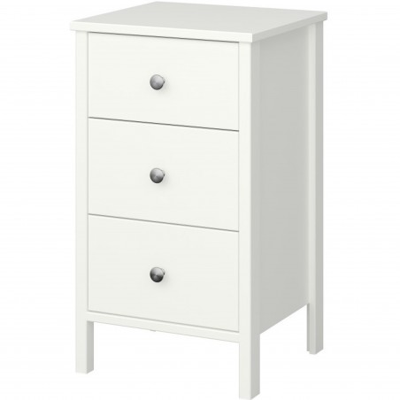 Tromso Three Drawer Bedside Cabinet - Off-White Angled View