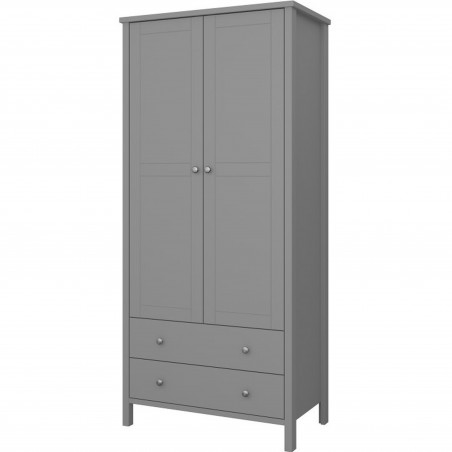 Tromso Two Door Two Drawer Wardrobe - Grey Angled View