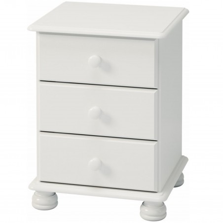 Richmond Three Drawer Bedside Cabinet - Off White Angled View
