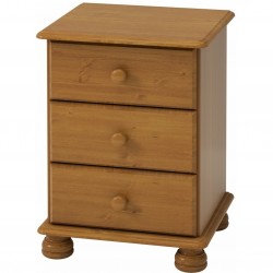 Richmond Three Drawer Bedside Cabinet - Pine Angled View