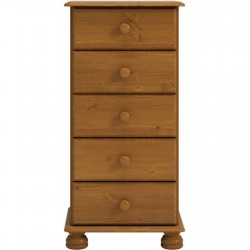 Richmond Five Drawer Narrow Chest - Pine Front View