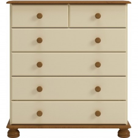 Richmond Two Plus Four Drawer Chest -Cream/Pine Front View