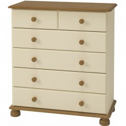 Richmond Two Plus Four Drawer Chest -Cream/Pine Angled View