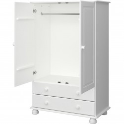Richmond Two Dr Combi Wardrobe - Off White Angled View Doors Open